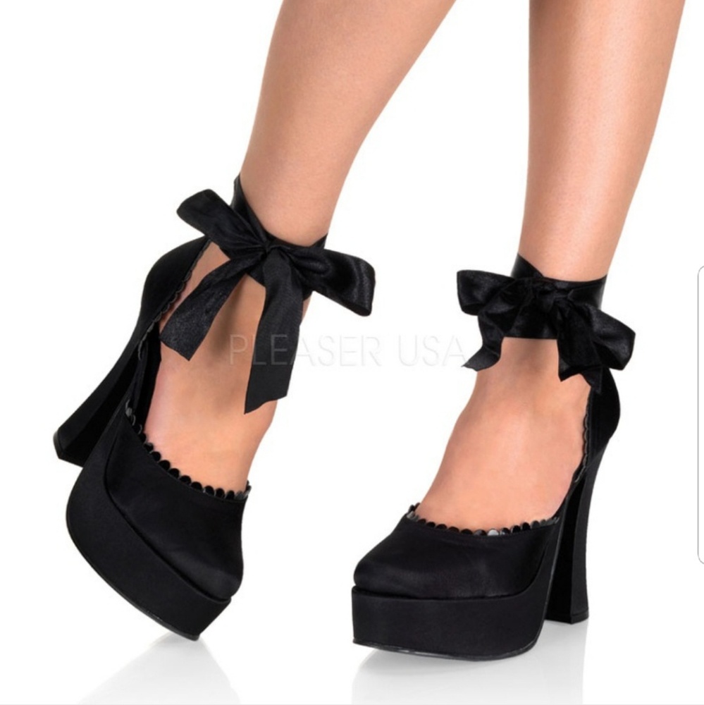 Black Satin Heels 10